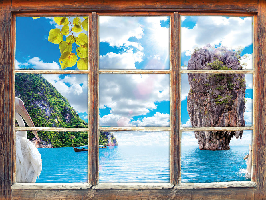 traumhafte Urlaubslandschaft  3D Wandtattoo Fenster