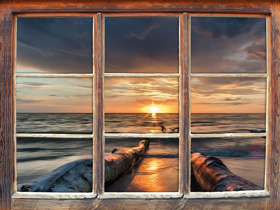 Strand Öl Effekt  3D Wandtattoo Fenster