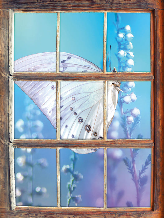 Schmetterling auf Blütenknospen  3D Wandtattoo Fenster