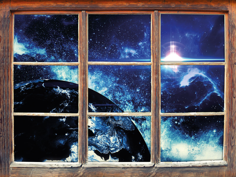 die Erde von oben bei Nacht  3D Wandtattoo Fenster