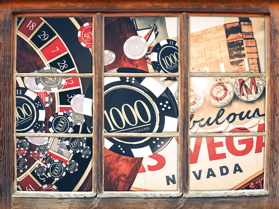 Las Vegas Casino Roulette  3D Wandtattoo Fenster