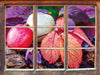 Äpfel und Blätter im Herbst  3D Wandtattoo Fenster