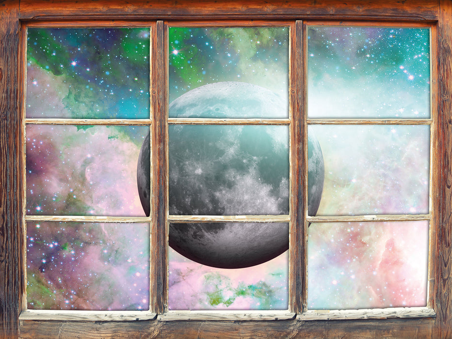 unser Mond im Sternenstaub  3D Wandtattoo Fenster