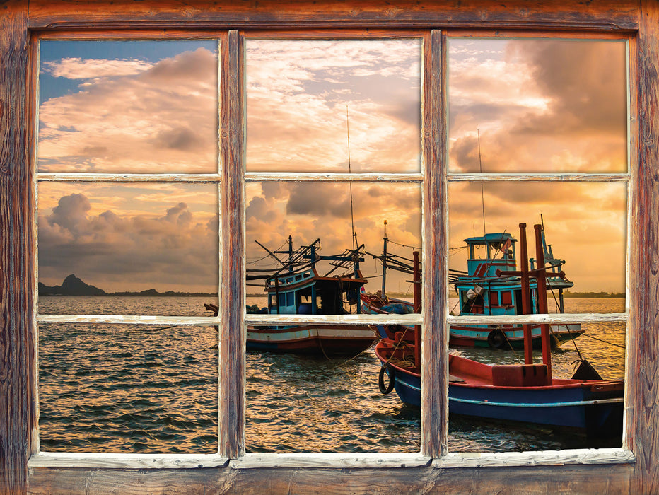 thailändische Fischerboote im Meer  3D Wandtattoo Fenster