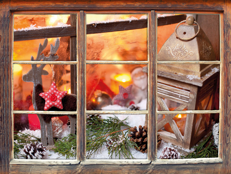 weihnachtlich Fensterbrett  3D Wandtattoo Fenster