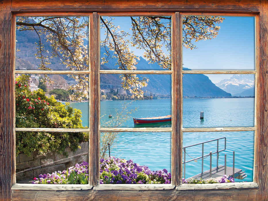 Genfer See im Sonnenschein 3D Wandtattoo Fenster