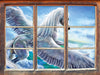 Pegasus fliegt über den Wolken  3D Wandtattoo Fenster