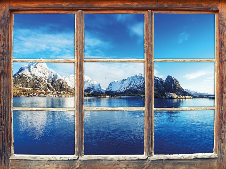 Lofoten in Norwegen  3D Wandtattoo Fenster