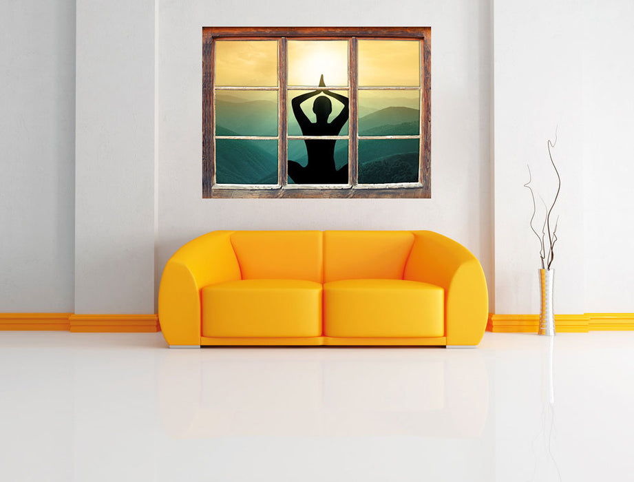 Yoga und Meditation 3D Wandtattoo Fenster Wand