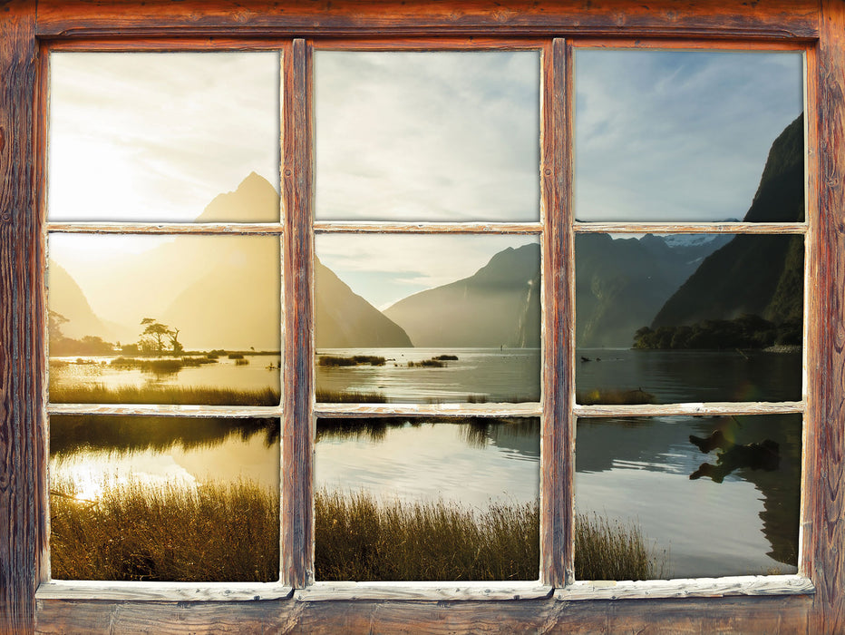 Milford Sound Neuseeland 3D Wandtattoo Fenster