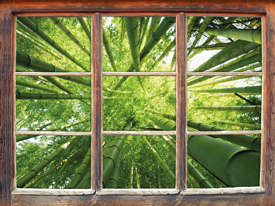 Grüner Bambus 3D Wandtattoo Fenster