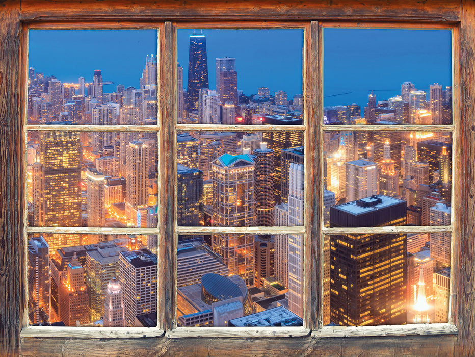 Luftaufnahme Chicago  3D Wandtattoo Fenster