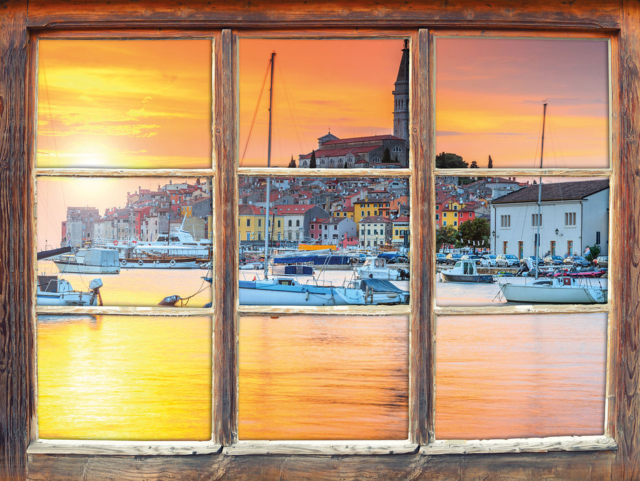 Kroatische kleine Hafenstadt 3D Wandtattoo Fenster