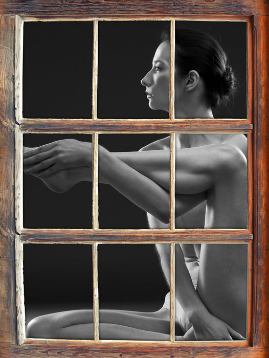 Schlanke Frau macght Yoga  3D Wandtattoo Fenster