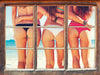 Schöne Mädchen in Bikinis  3D Wandtattoo Fenster