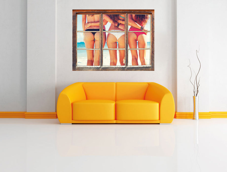 Schöne Mädchen in Bikinis 3D Wandtattoo Fenster Wand