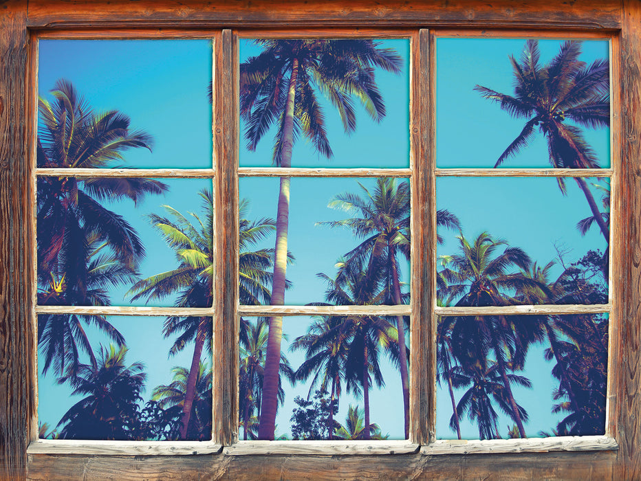 Tropische Palmen  3D Wandtattoo Fenster