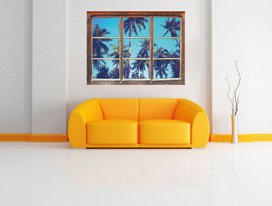 Tropische Palmen 3D Wandtattoo Fenster Wand