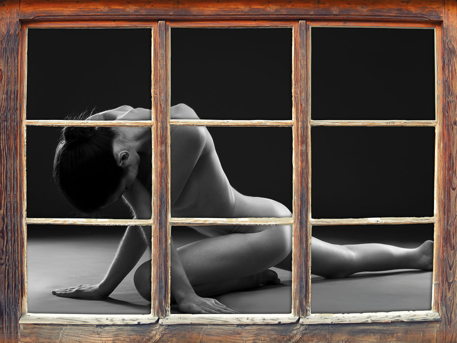 Schöne sexy Frau macht Yoga  3D Wandtattoo Fenster