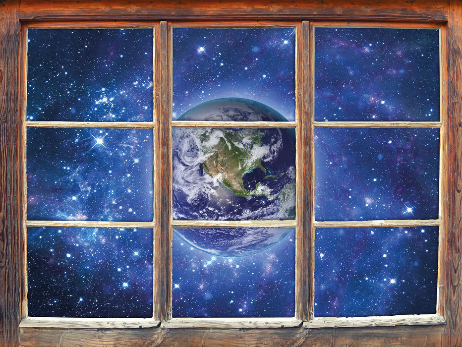 Planet Erde im Weltraum 3D Wandtattoo Fenster
