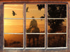 Ein Cowboy im Sonnenuntergang  3D Wandtattoo Fenster