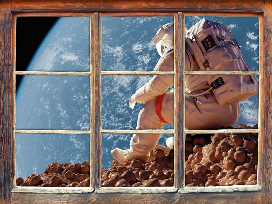 Der Astronaut  3D Wandtattoo Fenster