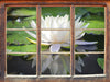 Weiße Lotusblume im Wasser 3D Wandtattoo Fenster