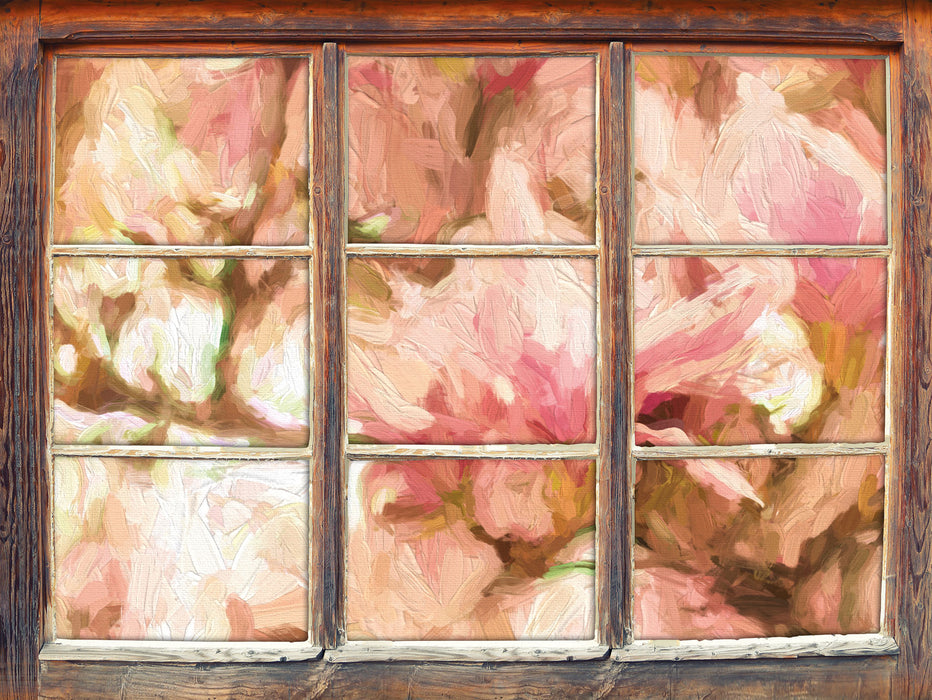 Magnolienblüten im Frühling 3D Wandtattoo Fenster