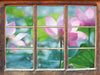 Asiatische Lotusblüte im Teich 3D Wandtattoo Fenster