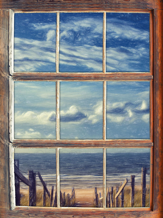 Weg zum Strand am Meer 3D Wandtattoo Fenster
