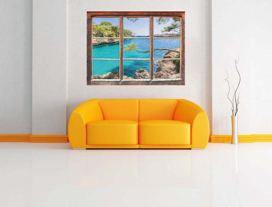 Mallorca Bay Cove 3D Wandtattoo Fenster Wand