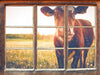 Kuh auf Butterblumenwiese 3D Wandtattoo Fenster