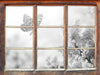 Schmetterling Kirschblüten B&W 3D Wandtattoo Fenster