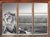 Majestätischer Löwe Kunst B&W 3D Wandtattoo Fenster
