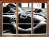 Muskulöser Mann im Bett Kunst B&W 3D Wandtattoo Fenster