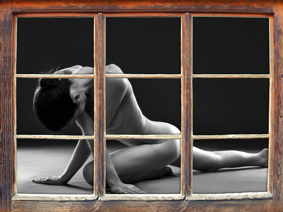 sexy Frau macht Yoga 3D Wandtattoo Fenster