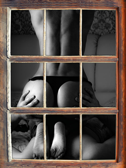 Erotisches Paar Kunst B&W 3D Wandtattoo Fenster