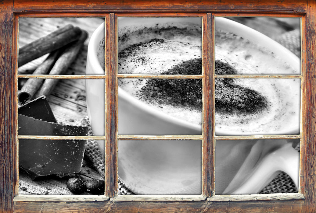 Kaffe Kaffeebohnen 3D Wandtattoo Fenster