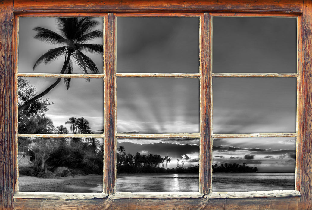 Palmen am Strand 3D Wandtattoo Fenster