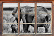 Elefantenweibchen mit Jungtier 3D Wandtattoo Fenster