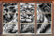 schöner Löwe mit Jungtier B&W 3D Wandtattoo Fenster