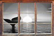 Walflosse im Sonnenuntergang 3D Wandtattoo Fenster