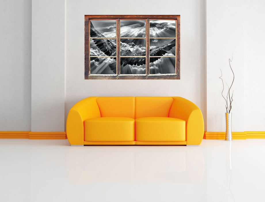 Adler über den Wolken B&W 3D Wandtattoo Fenster Wand