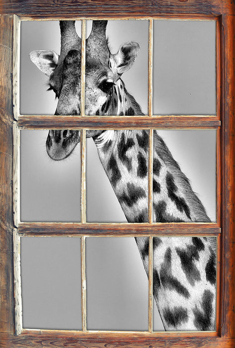 majestätische Giraffe 3D Wandtattoo Fenster