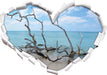 Strand mit Treibholz in Kuba  3D Wandtattoo Herz