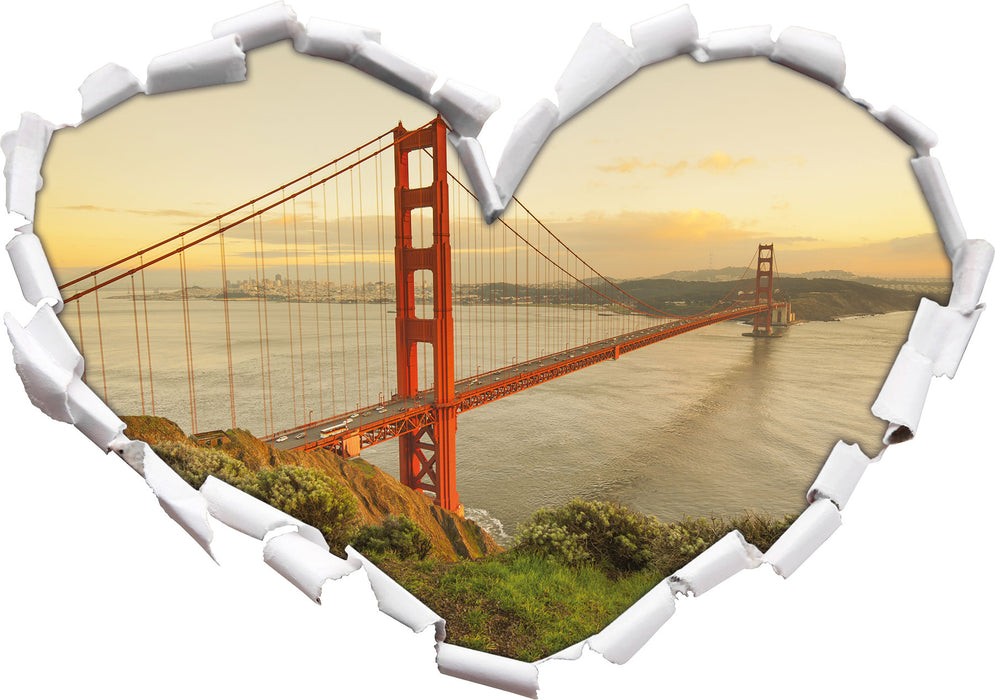 Prächtige Golden Gate Bridge  3D Wandtattoo Herz