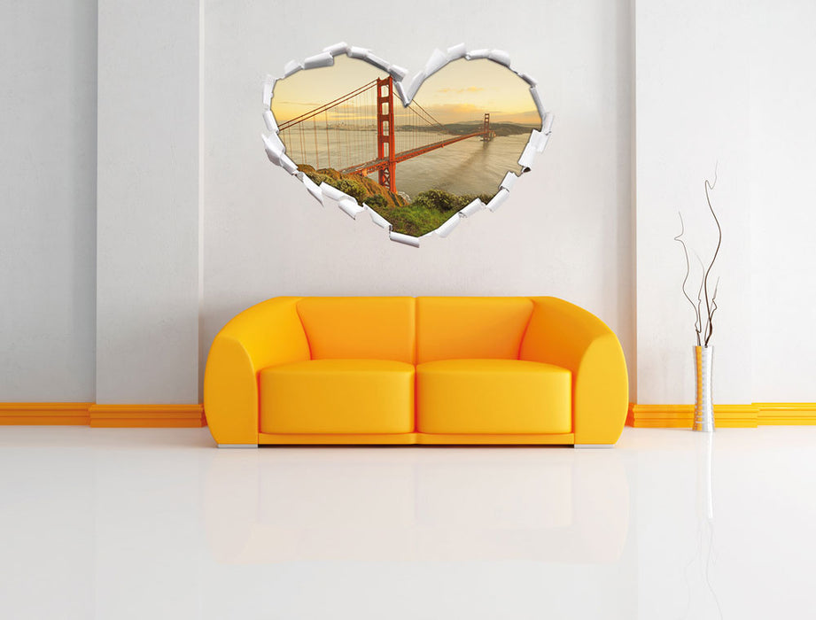 Prächtige Golden Gate Bridge 3D Wandtattoo Herz Wand