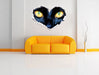 Schwarze Katze mit gelben Augen 3D Wandtattoo Herz Wand