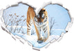 Stolzer Tiger im Schnee  3D Wandtattoo Herz