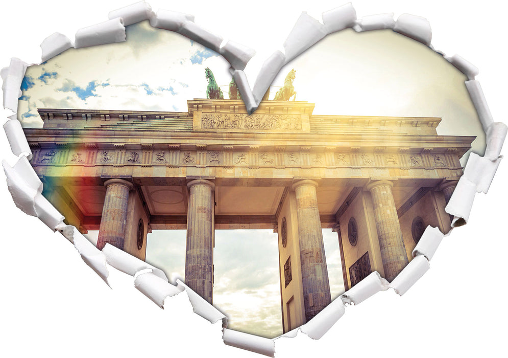 Brandenburger Tor in Berlin  3D Wandtattoo Herz